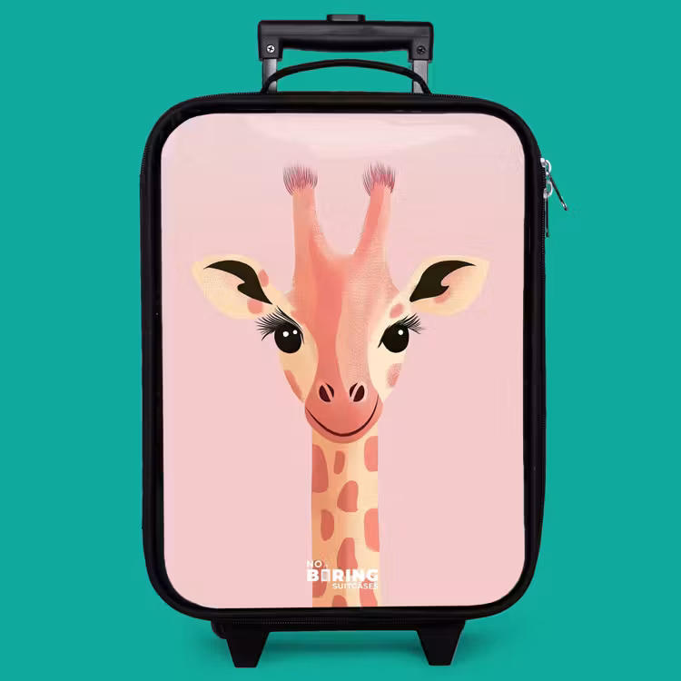 Children's suitcase - Giraffe - Eyelashes - Minimalist - Pink — 4