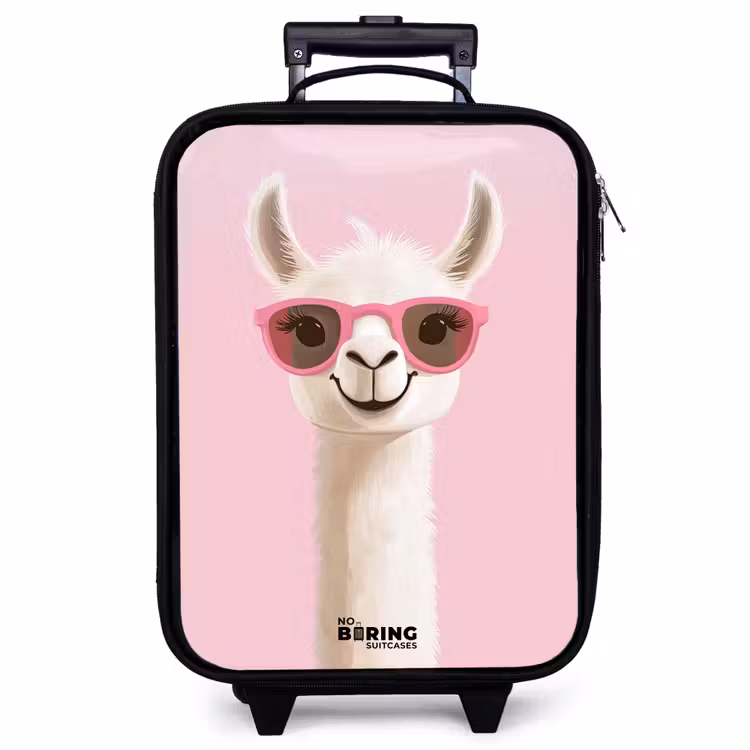 Children's suitcase - Llama - White - Sunglasses - Eyelashes — 1