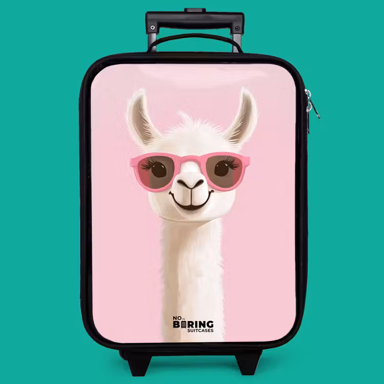 Children's suitcase - Llama - White - Sunglasses - Eyelashes — 4