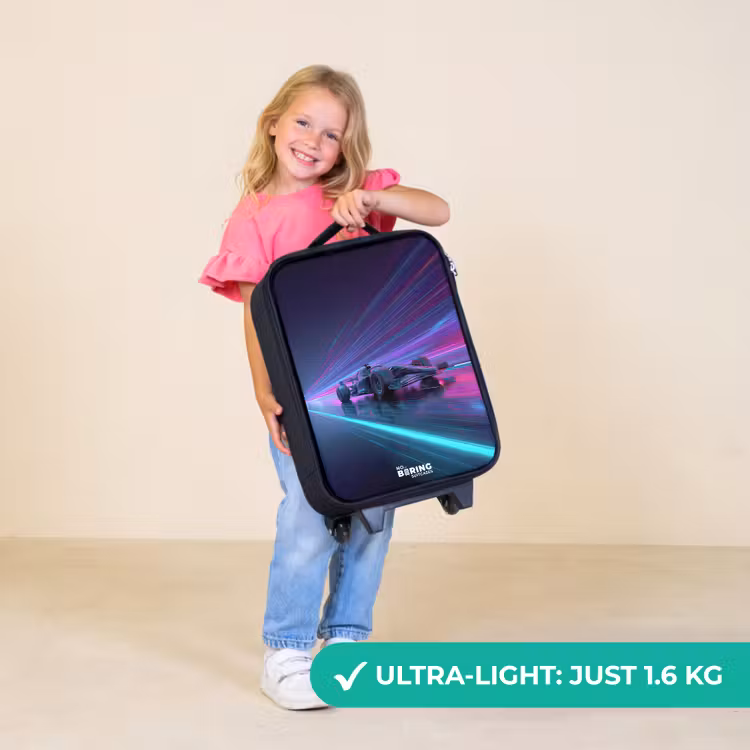 Children's suitcase - Neon - Race car - Light stripes - Purple — 5