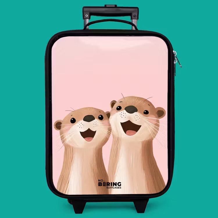 Children's suitcase - Otters - Laughter - Pink - Illustration — 4