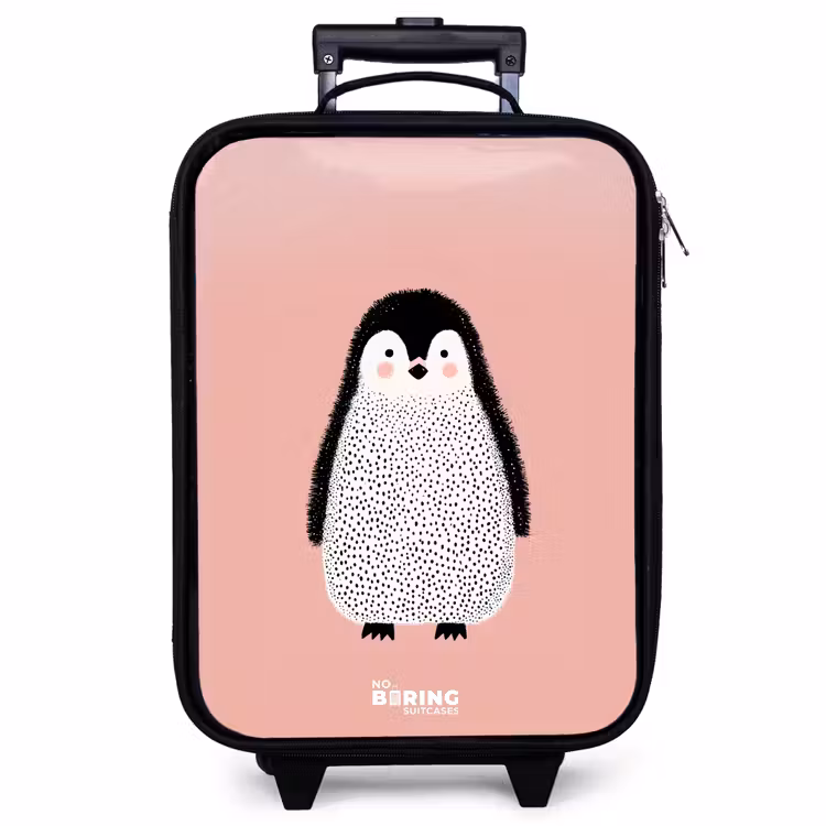 Children's suitcase - Penguin - Dots - Pink - Minimalist — 1