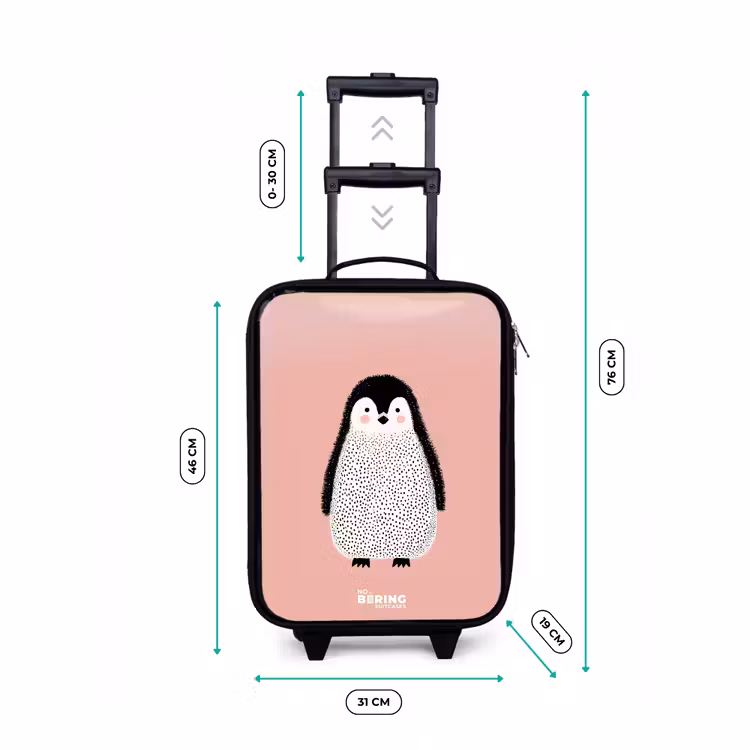 Children's suitcase - Penguin - Dots - Pink - Minimalist — 3