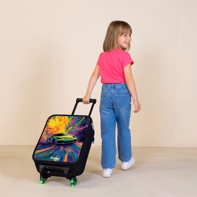 Children's suitcase - Sports car - Explosion - Colorful - Paint stripes — 2