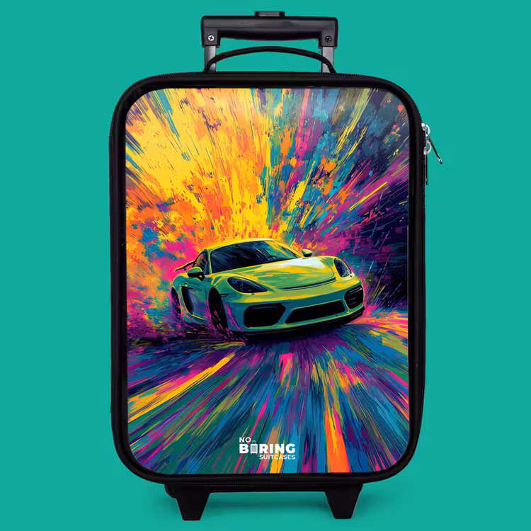 Children's suitcase - Sports car - Explosion - Colorful - Paint stripes — 4