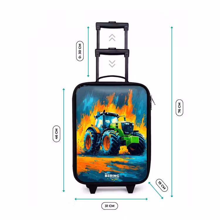 Children's suitcase - Tractor - Green - Abstract - Brush strokes — 3