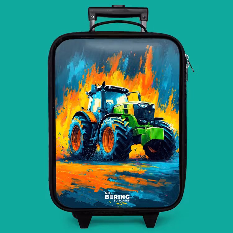Children's suitcase - Tractor - Green - Abstract - Brush strokes — 4