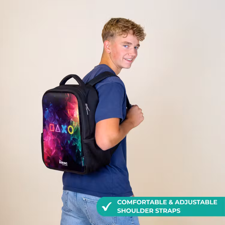 Kids backpack - Black - Controller - Symbols - Neon — 11