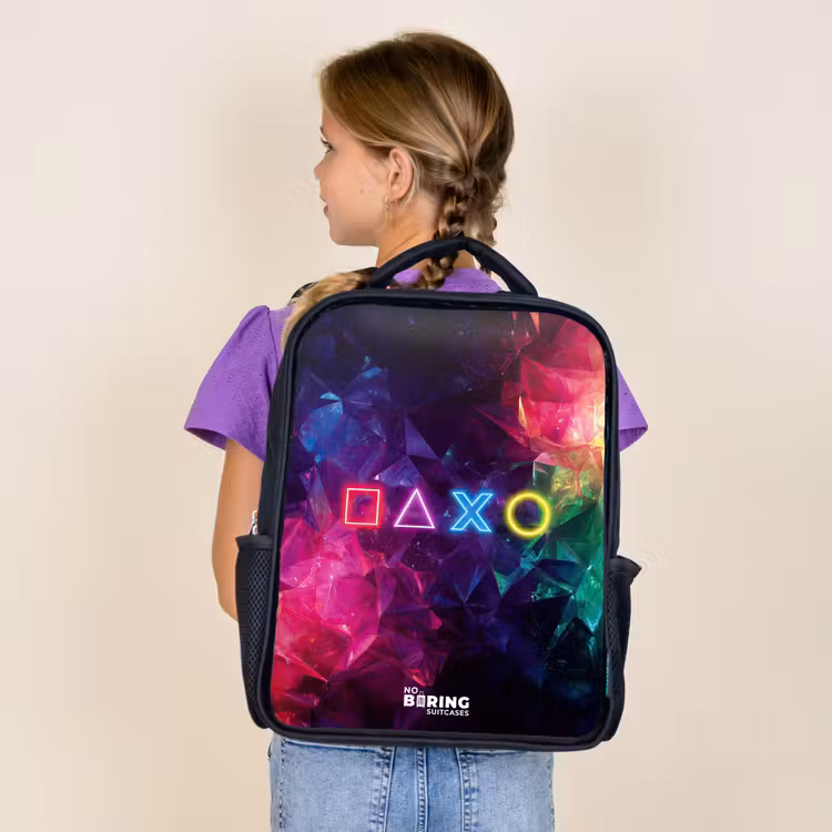 Kids backpack - Black - Controller - Symbols - Neon — 4