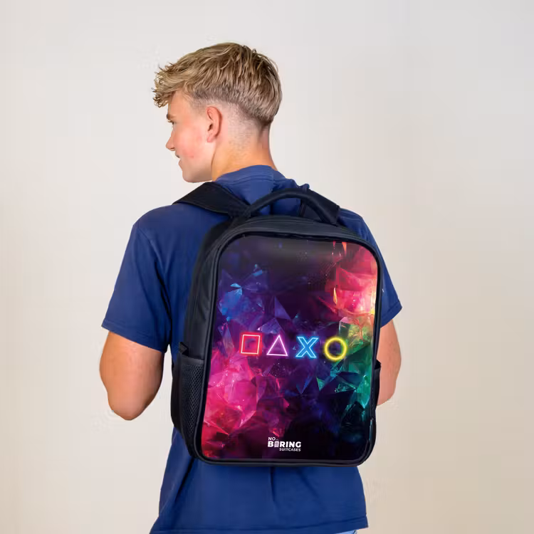 Kids backpack - Black - Controller - Symbols - Neon — 5