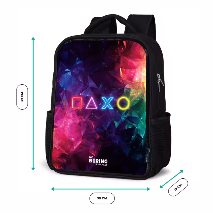 Kids backpack - Black - Controller - Symbols - Neon — 8