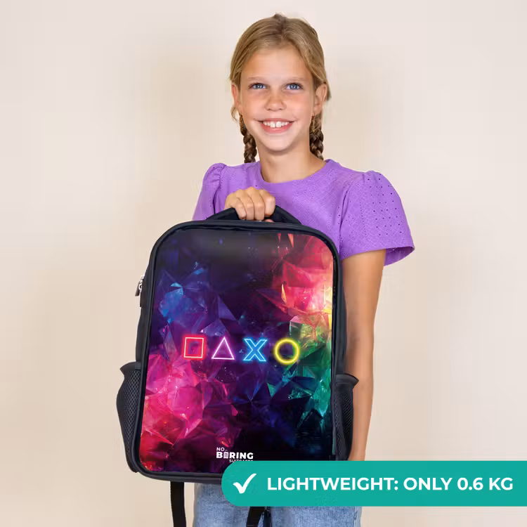 Kids backpack - Black - Controller - Symbols - Neon — 9