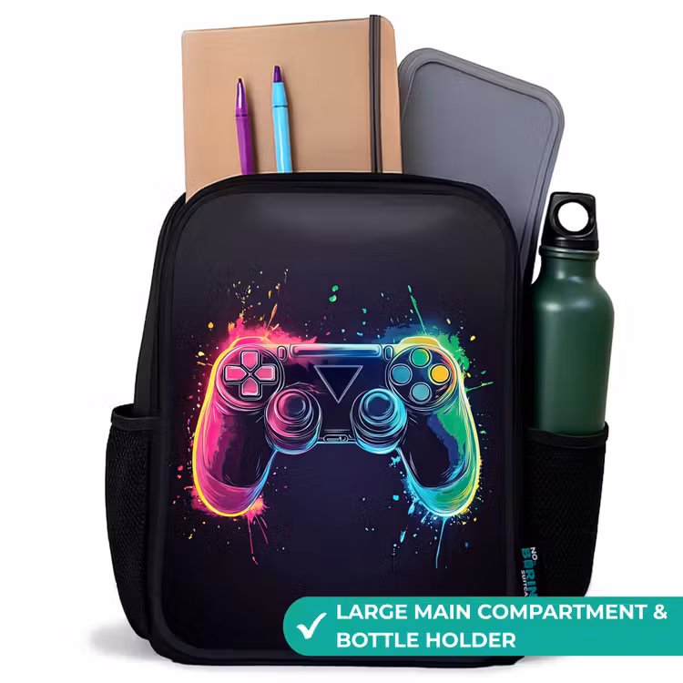 Kids backpack - Black - Game - Controller - Colorful — 10
