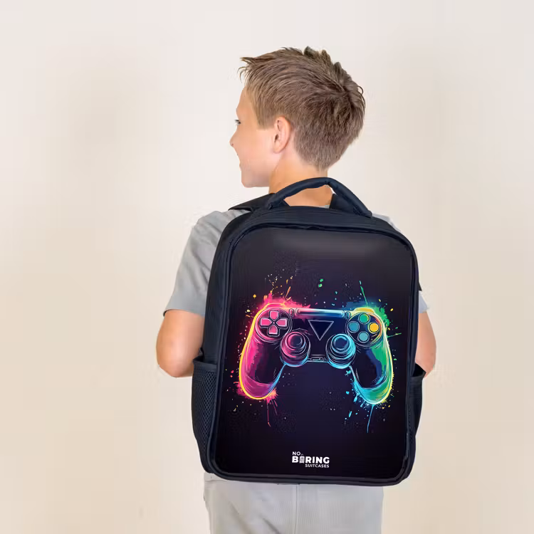 Kids backpack - Black - Game - Controller - Colorful — 2