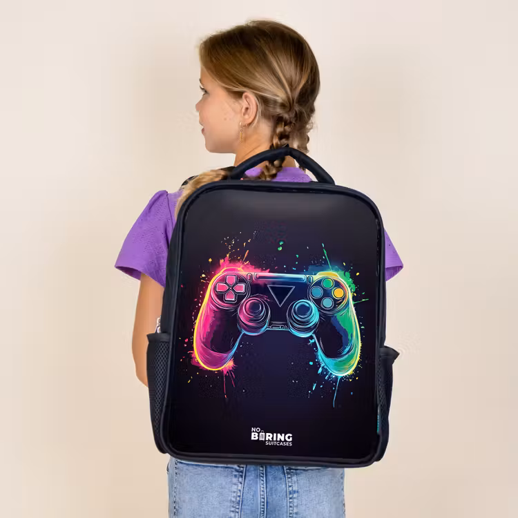 Kids backpack - Black - Game - Controller - Colorful — 4