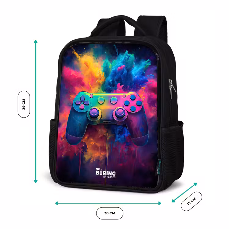 Kids backpack - Black - Game - Controller - Colorful - Explosion — 8