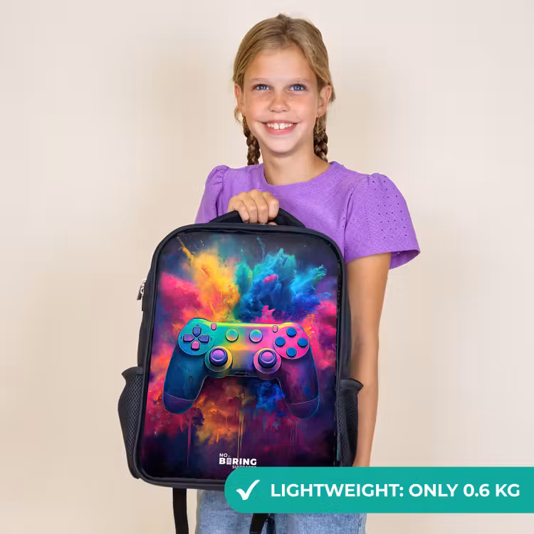 Kids backpack - Black - Game - Controller - Colorful - Explosion — 9