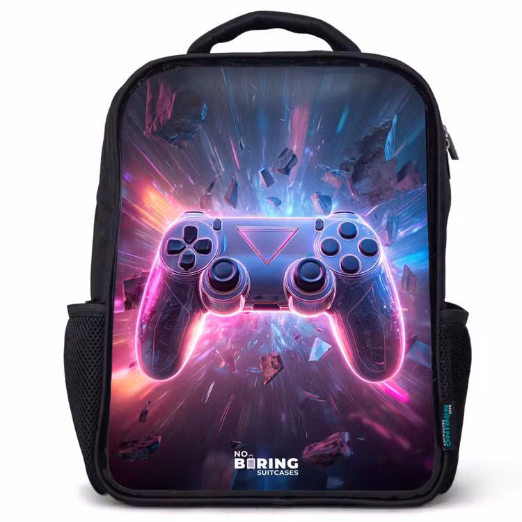 Kids backpack - Black - Game - Controller - Neon — 1