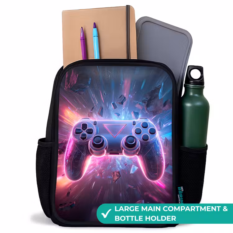 Kids backpack - Black - Game - Controller - Neon — 10