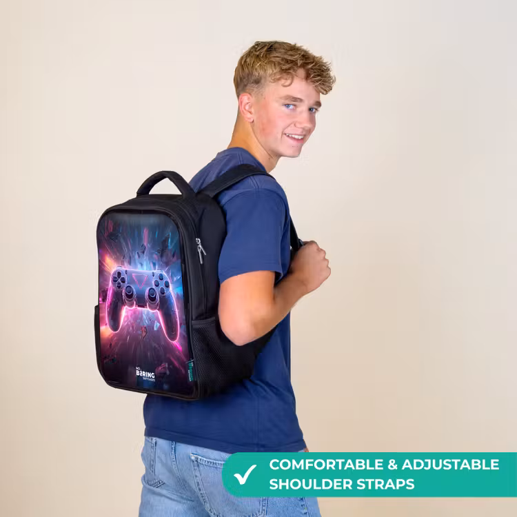 Kids backpack - Black - Game - Controller - Neon — 11