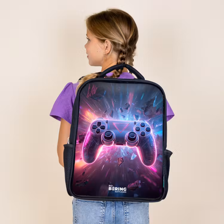 Kids backpack - Black - Game - Controller - Neon — 4