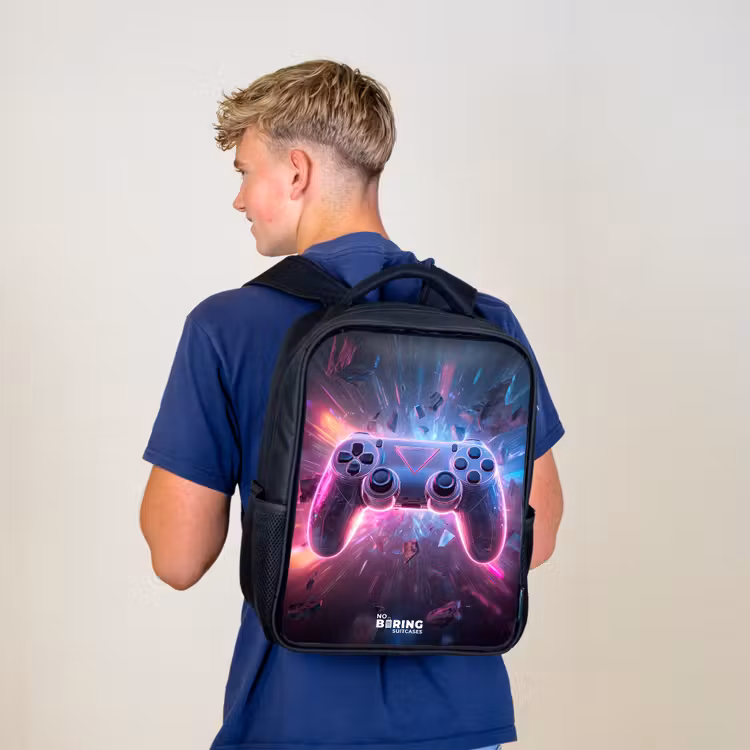 Kids backpack - Black - Game - Controller - Neon — 5