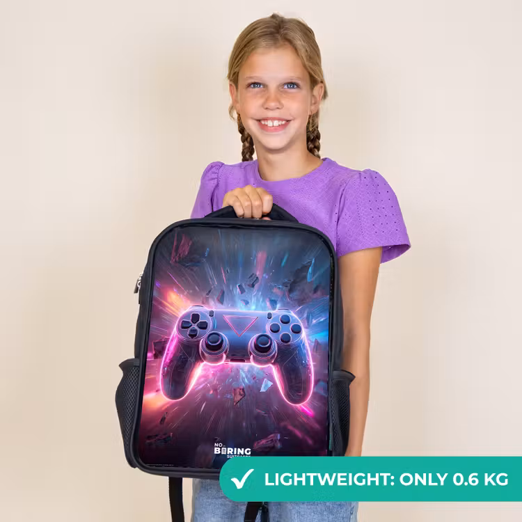Kids backpack - Black - Game - Controller - Neon — 9