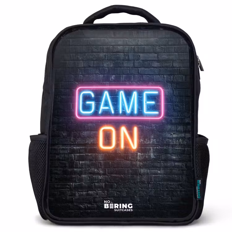 Kids backpack - Black - Game - Letters - Neon — 1
