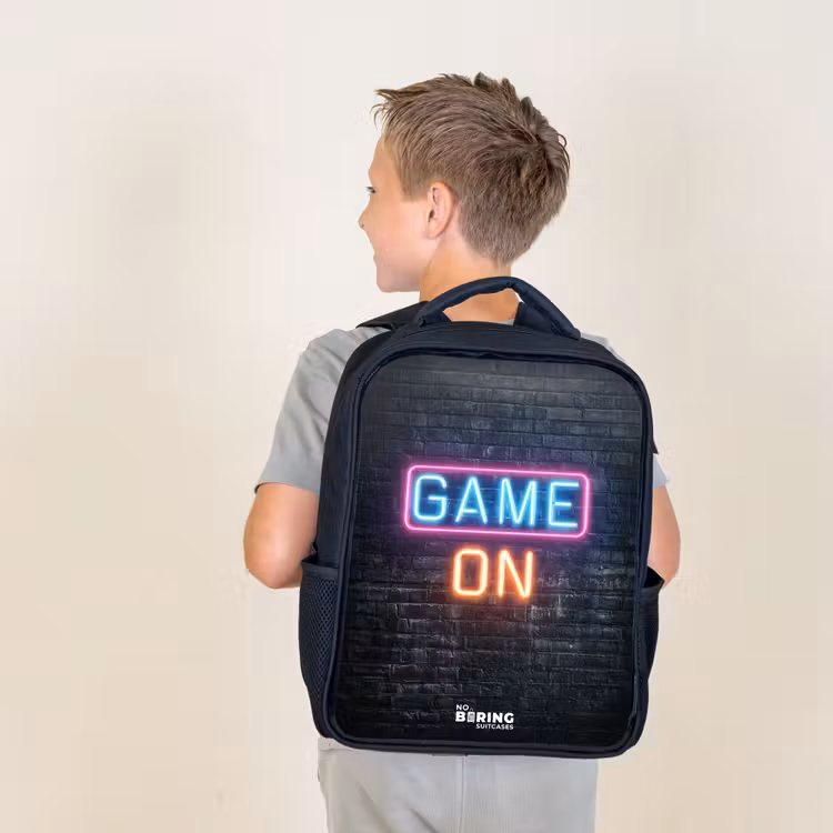Kids backpack - Black - Game - Letters - Neon — 2