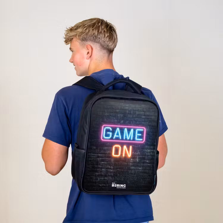 Kids backpack - Black - Game - Letters - Neon — 5