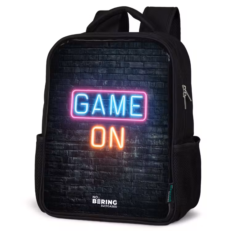 Kids backpack - Black - Game - Letters - Neon — 6