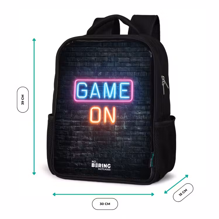 Kids backpack - Black - Game - Letters - Neon — 8