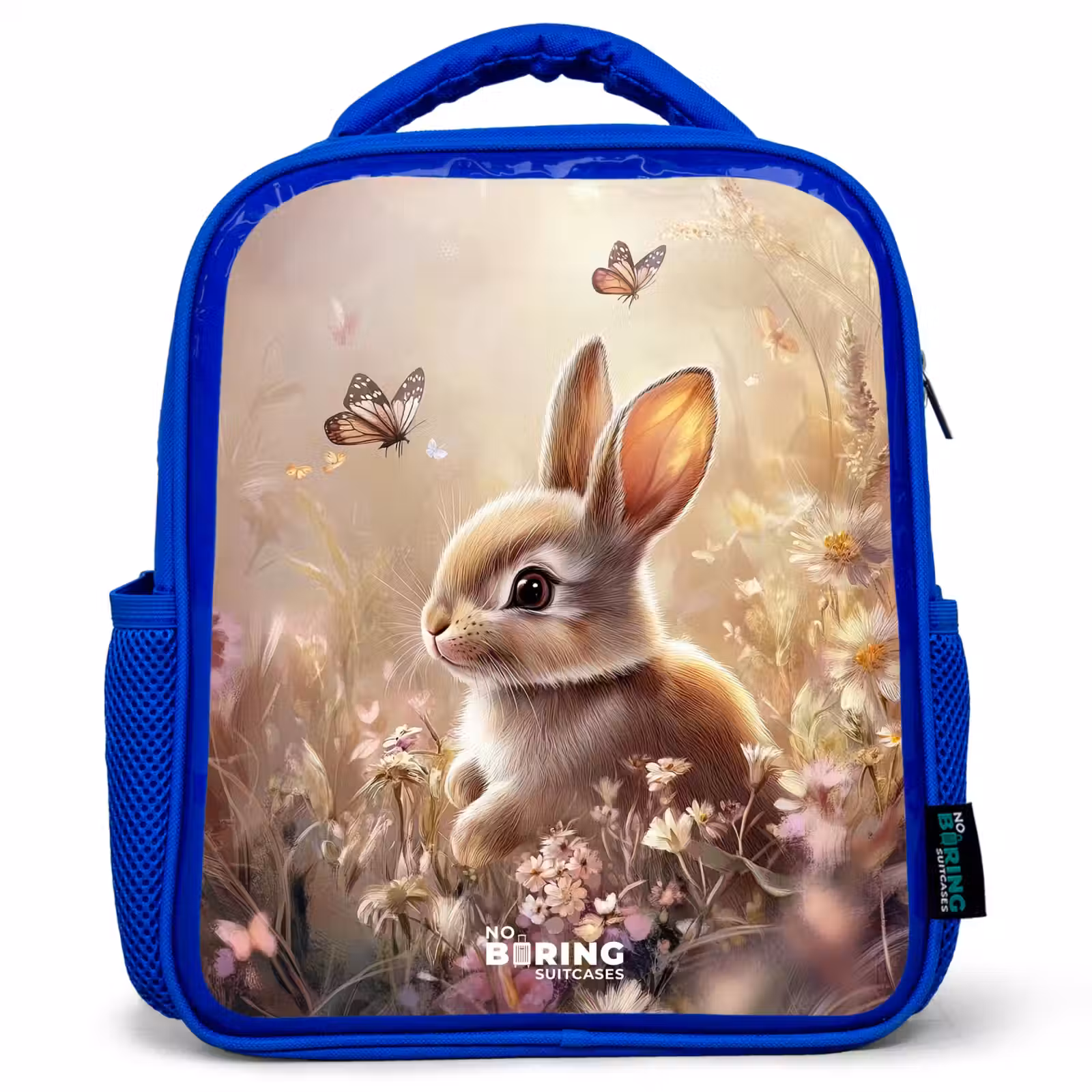 Kids backpack with name - Blue - Flowers - Brown - Bunny - Butterfly — 1