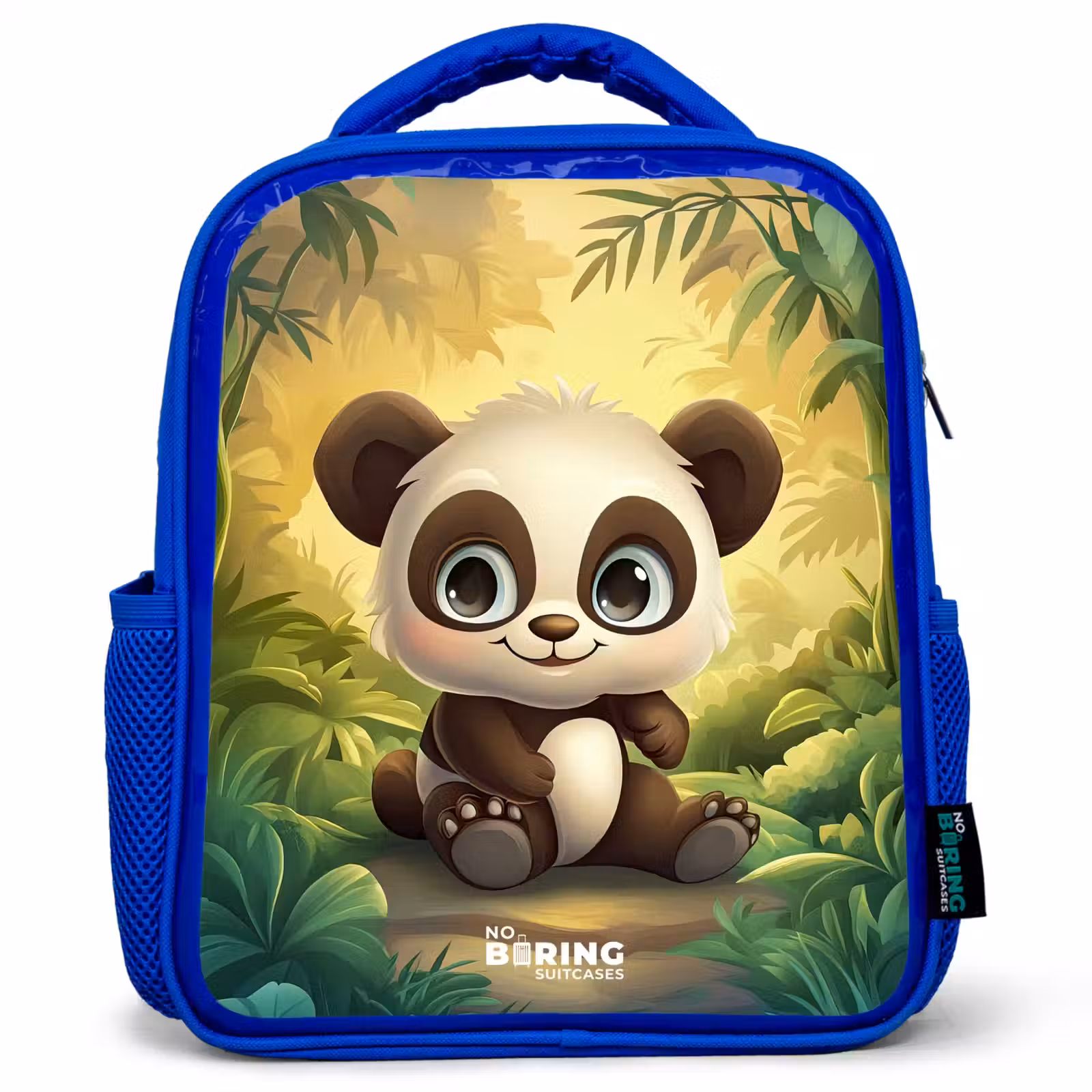 Kids backpack with name - Blue - Panda - Bamboo Forest - Green — 1