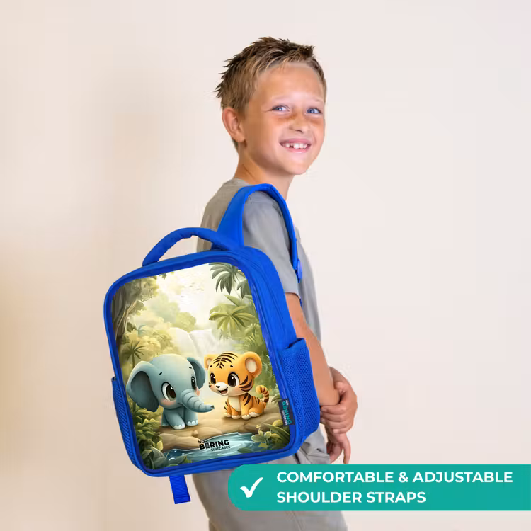 Kids backpack - Blue - Elephant - Tiger - Forest - Jungle — 4