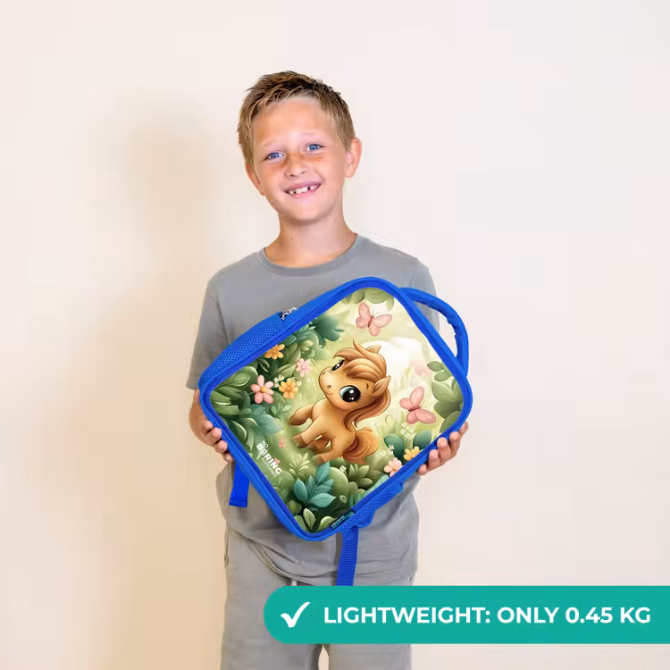 Kids backpack - Blue - Horse - Flowers - Butterflies — 3