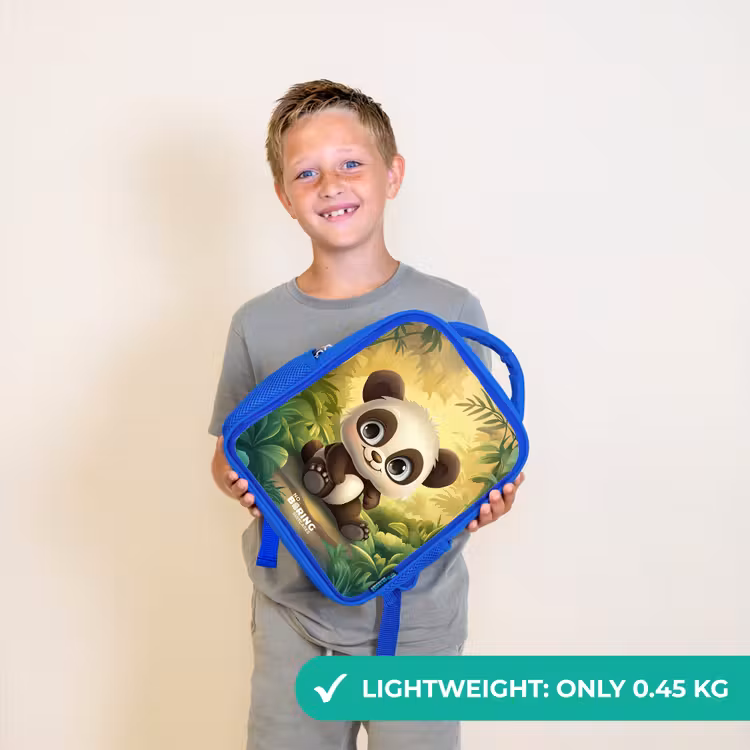 Kids backpack - Blue - Panda - Bamboo Forest - Green — 3