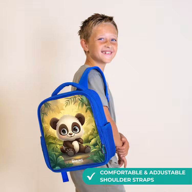 Kids backpack - Blue - Panda - Bamboo Forest - Green — 4
