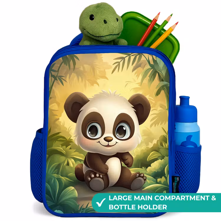 Kids backpack - Blue - Panda - Bamboo Forest - Green — 5