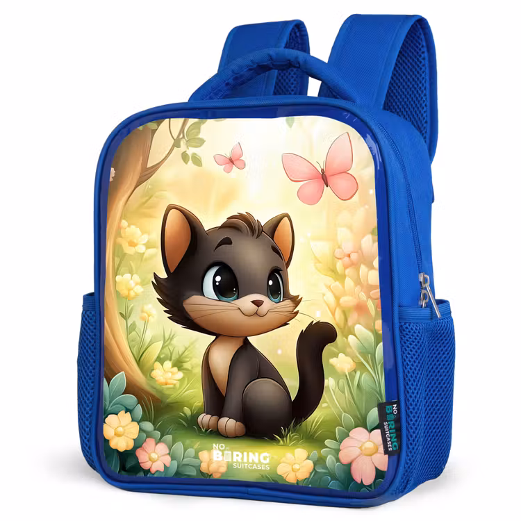 Kids backpack with name - Blue - Cat - Butterfly - Flowers — 7
