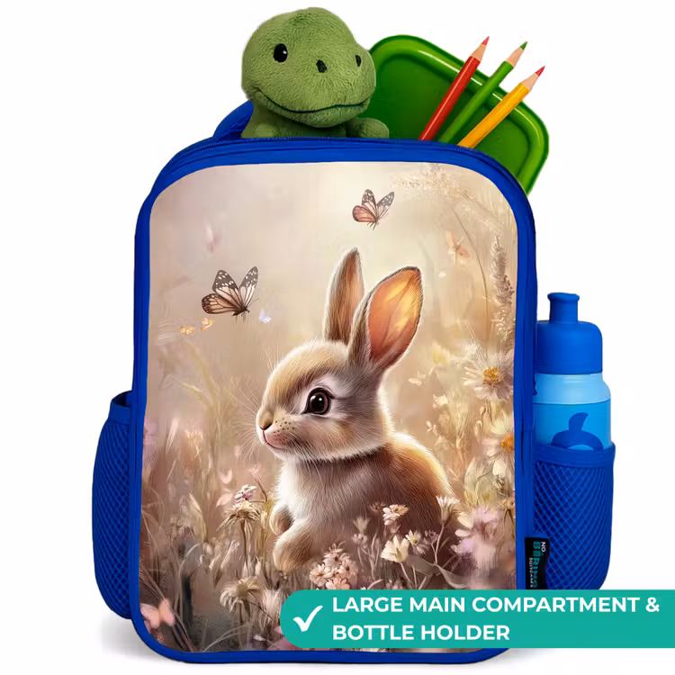 Kids backpack with name - Blue - Flowers - Brown - Bunny - Butterfly — 5