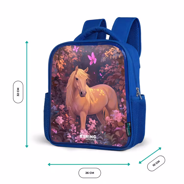 Kids backpack with name - Blue - Horse - Flowers - Purple - Butterfly — 6