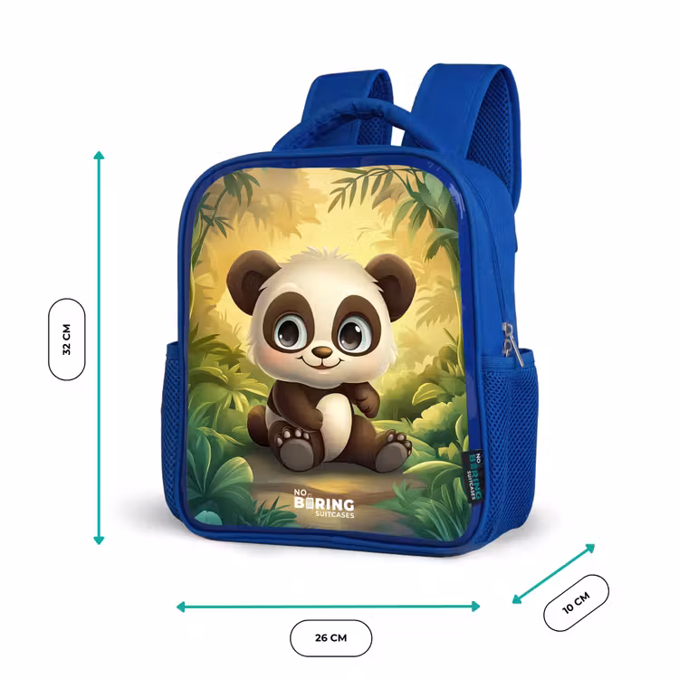 Kids backpack with name - Blue - Panda - Bamboo Forest - Green — 6