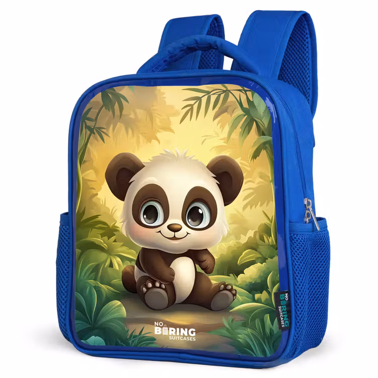 Kids backpack with name - Blue - Panda - Bamboo Forest - Green — 7