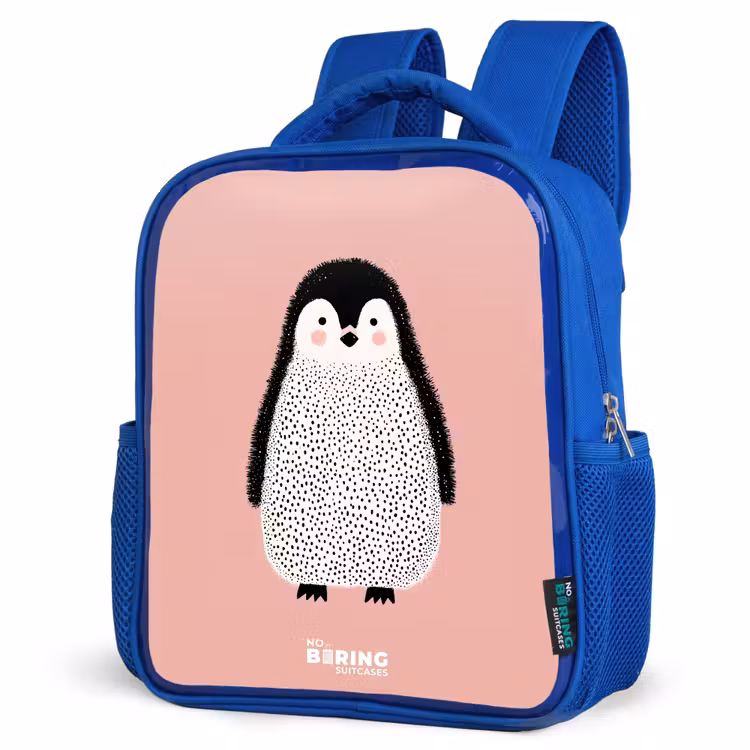 Kids backpack with name - Blue - Penguin - Dots - Pink - Minimalist — 7