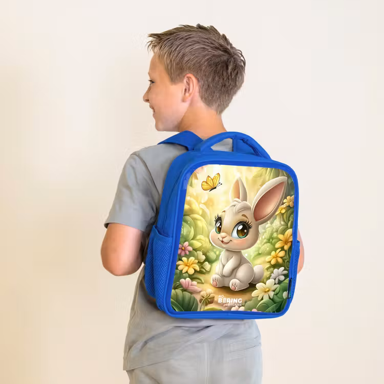 Kids backpack with name - Blue - Rabbit - Sunlight - Fairytale - Butterfly — 2