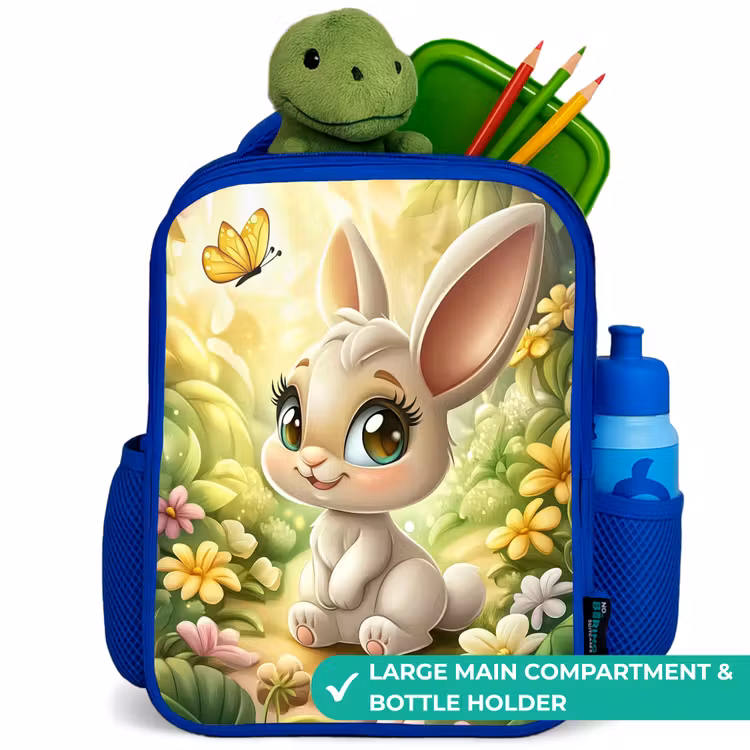 Kids backpack with name - Blue - Rabbit - Sunlight - Fairytale - Butterfly — 5