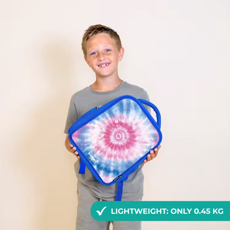 Kids backpack with name - Blue - Tie dye - Abstract - Blue - Pink — 3