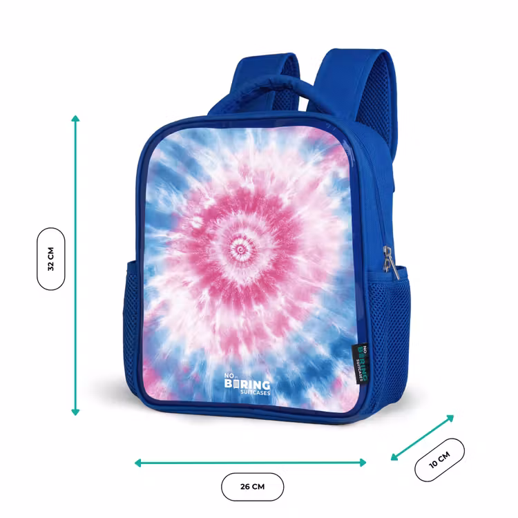 Kids backpack with name - Blue - Tie dye - Abstract - Blue - Pink — 6