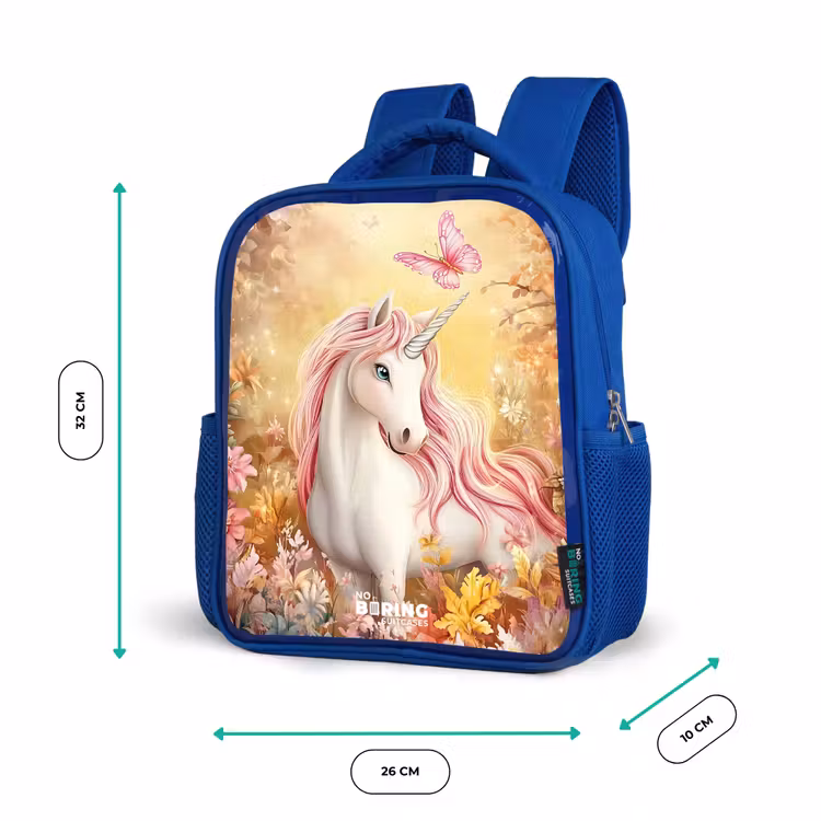 Kids backpack with name - Blue - Unicorn - Butterfly - Pink - Mane — 6